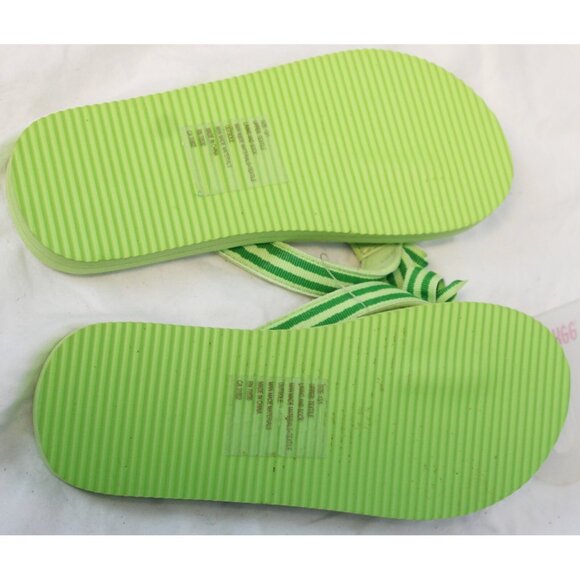 2006 Gymboree Tutti Fruity Flip Flips sz 13/1 Summer Green Stripes Bow Pool Beac - Picture 7 of 8